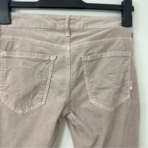 MOTHER The Looker Ankle Skinny Velvet Pants in Beige/Cream colour - Picture 6 of 13